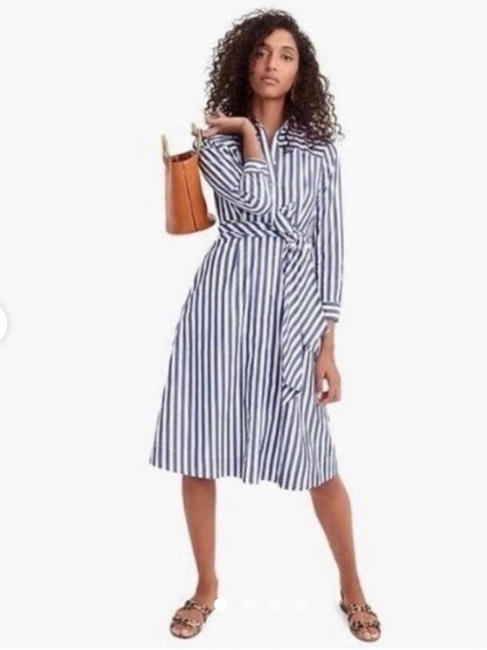 NWT New J Crew Tie-waist Shirtdress in Stripe Dress White Blue Sz 6 H7791